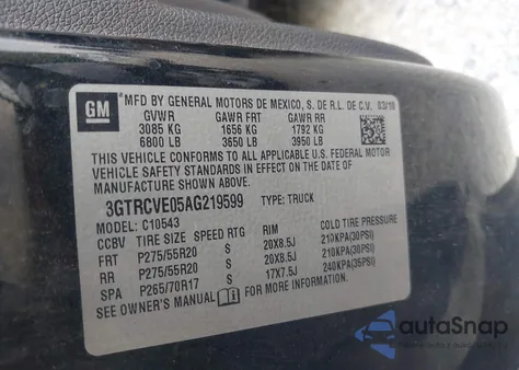 2010 GMC Sierra 1500 Sle from USA, damaged, VIN 3GTRCVE05AG219599